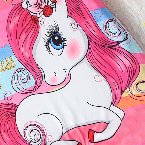 Unicorn Graphic Cami Romper For Girls, Stylish Summer Versatile Suit Outfit - Picture 2 of 7